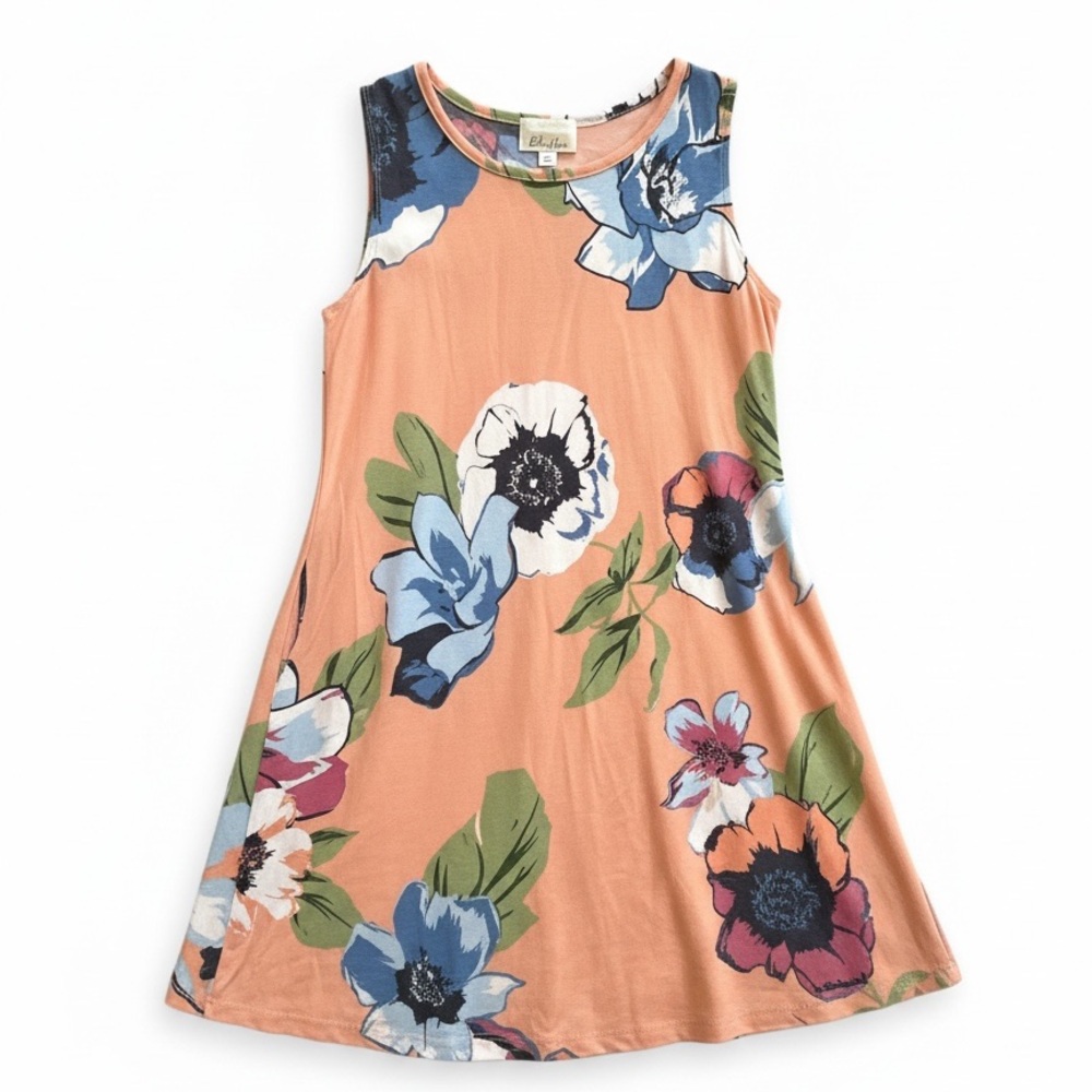 Ella Mara Sleeveless lightweight Floral Peach Shift Dress NWT pockets Size small